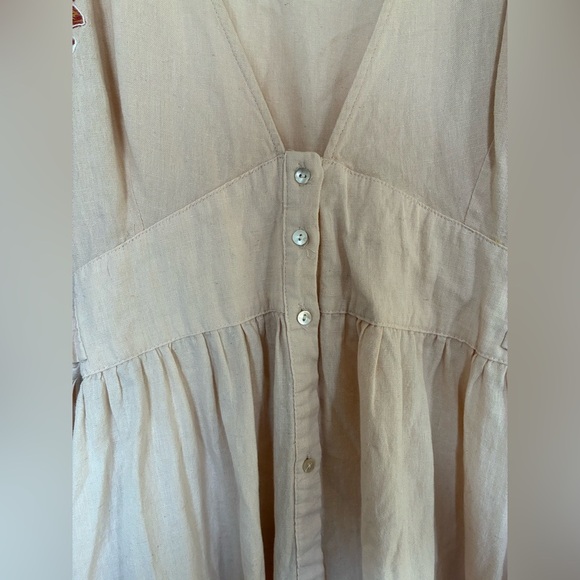 Zara TRF Linen Blend Floral Embroidered Midi Dress Medium - Picture 7 of 14